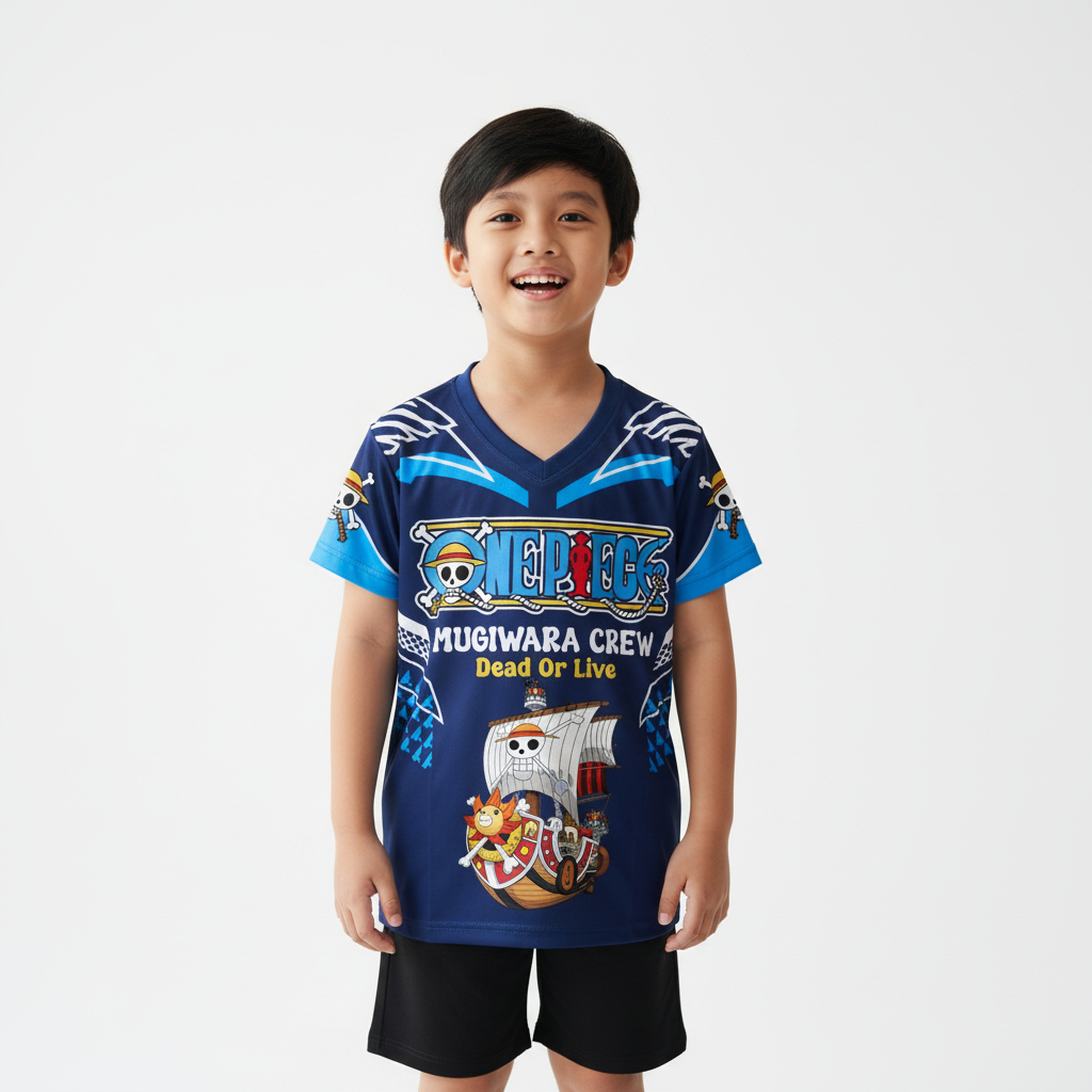 BAJU JERSEY ANAK LAKI LAKI DAN PEREMPUAN STRAW HAT PIRATES ANIME ONE PIECE / BAJU OLAHRAGA UNISEX KE