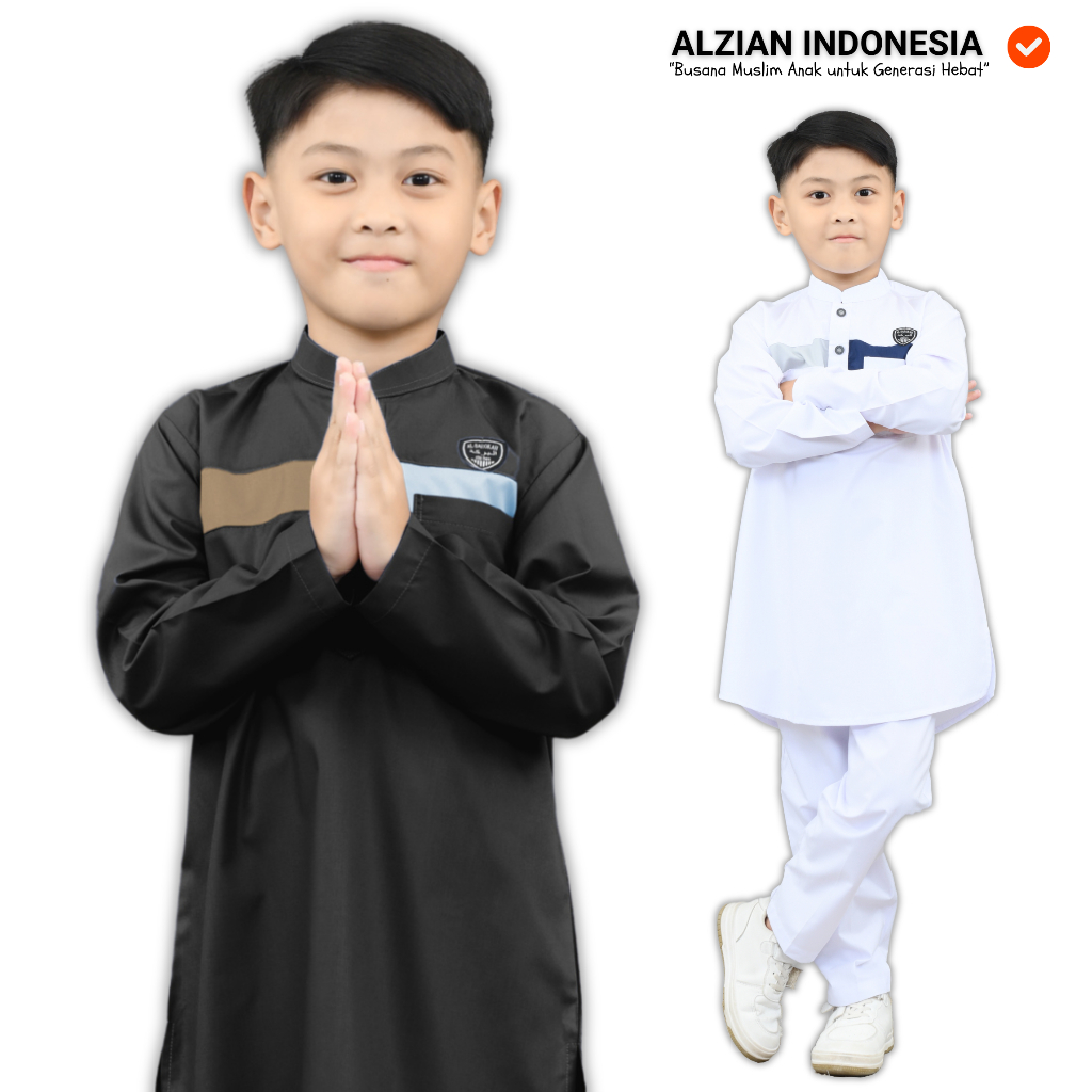 Setelan Koko Kurta Anak Premium Usia 9-16 Tahun Lengan Panjang Wildan Series Alzian Design Athowaf