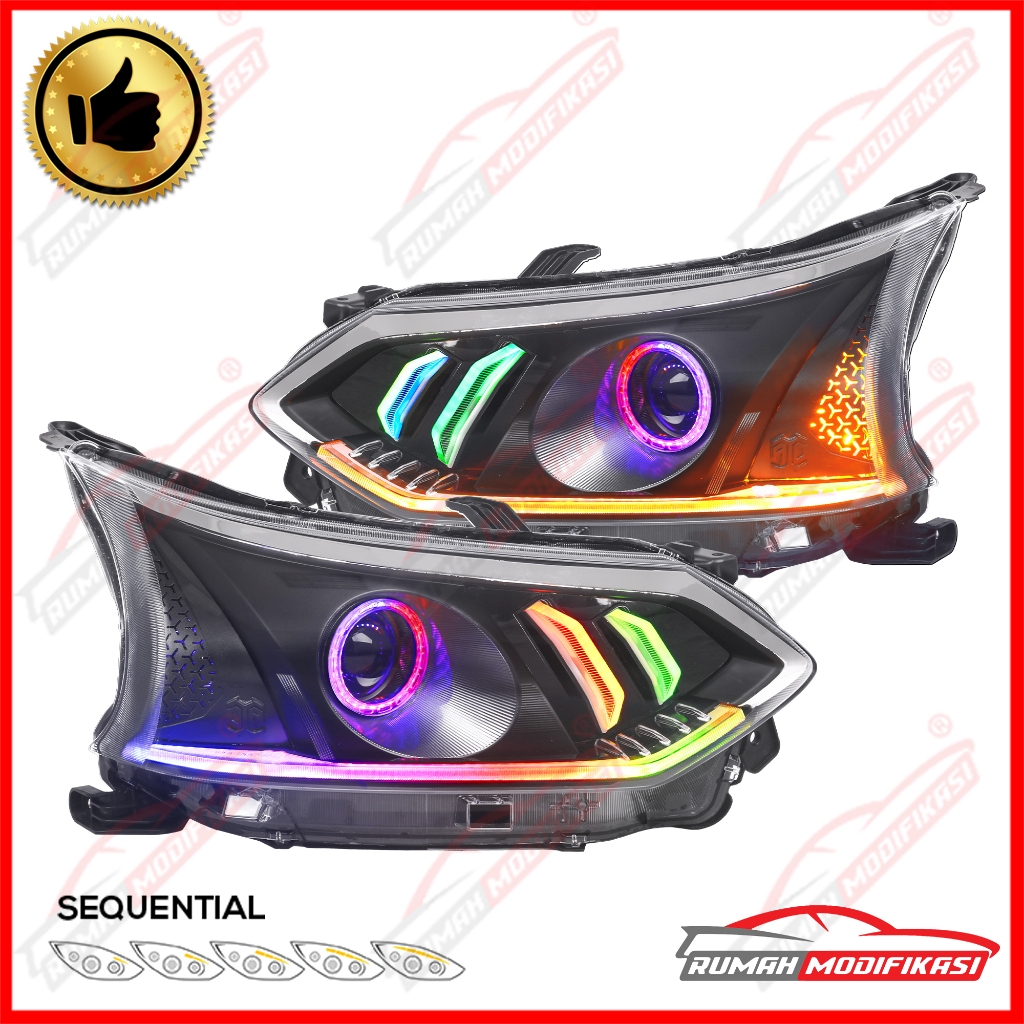 HEADLAMP - TOYOTA AVANZA 2016 -2018 - LIGHT BAR - BILED - RGB - RING