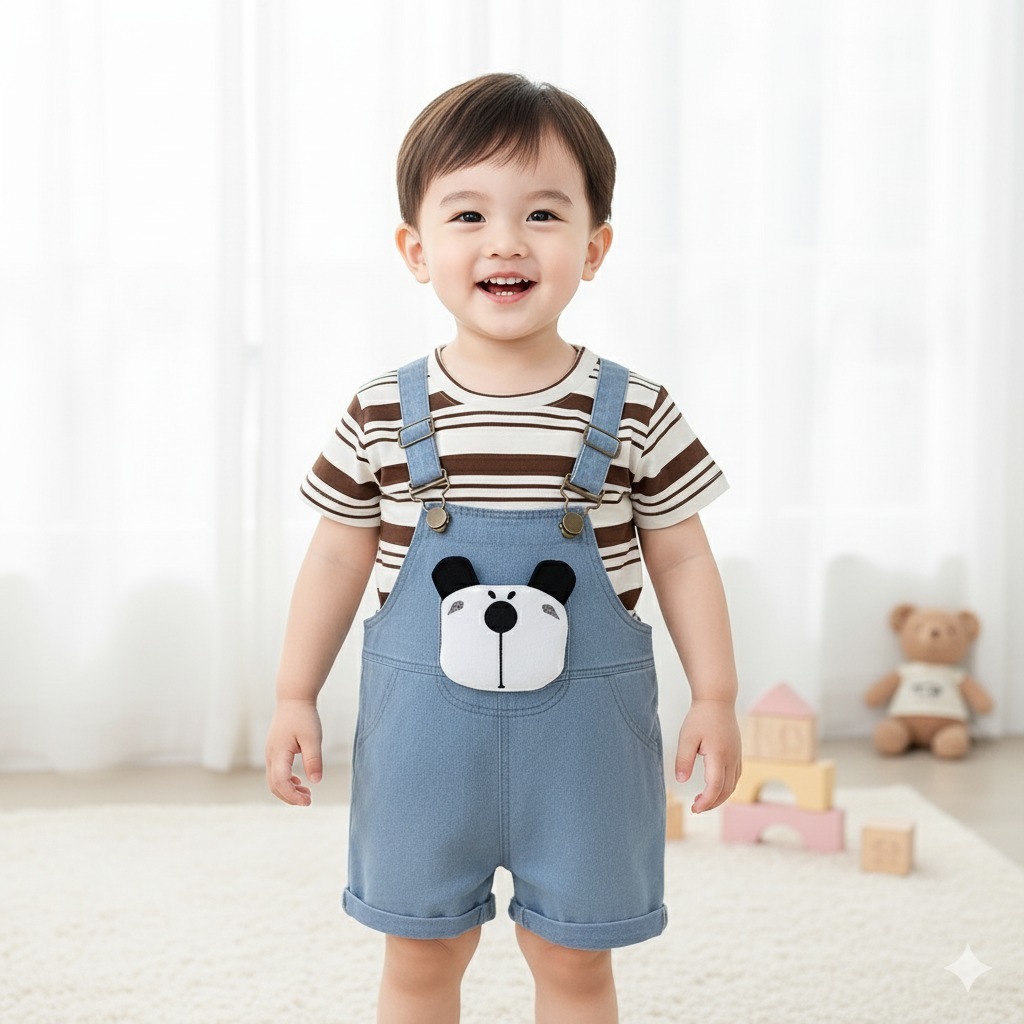 Setelan Overall Jeans Anak Laki Laki Usia 1-4 Tahun | Pakaian Import Premium Anak Cowok Model Oneset