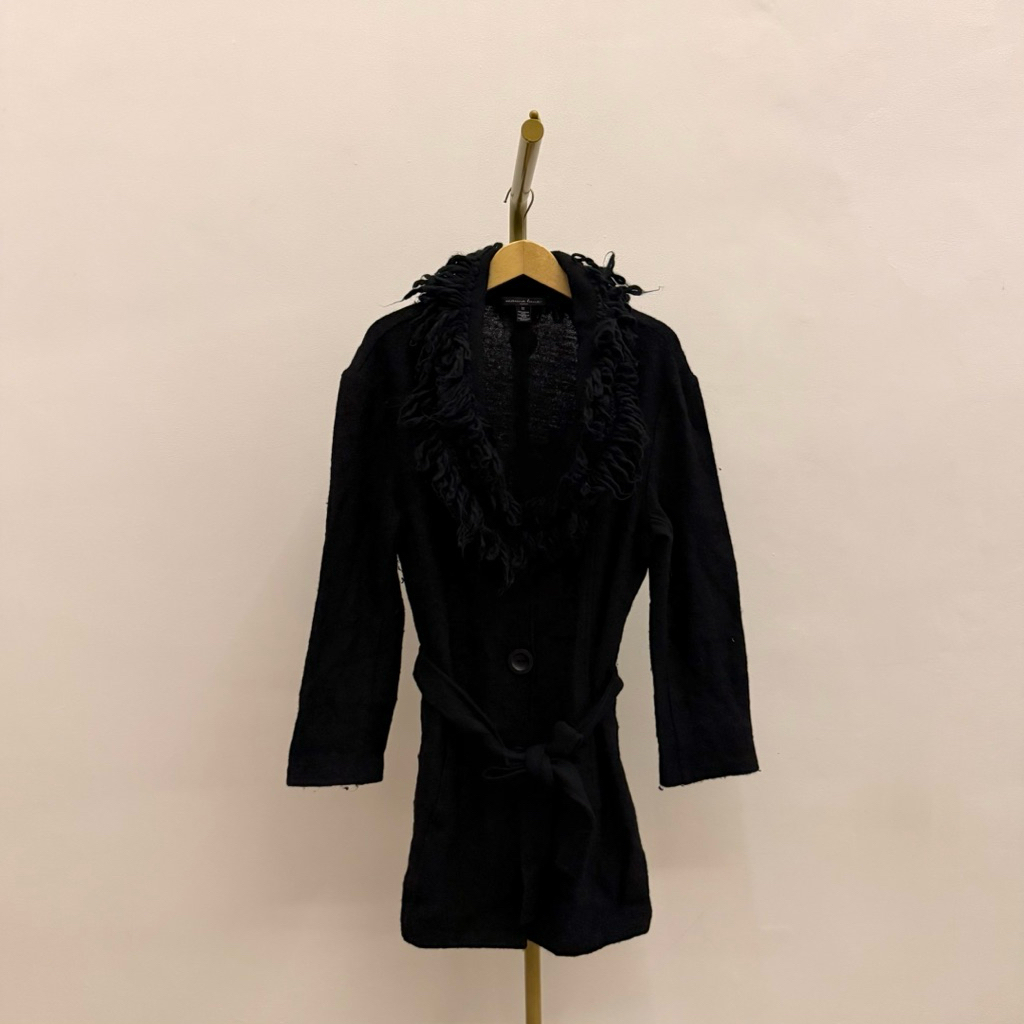 PRELOVED Marina Luna Black Belted Long Sleeve Oversized Outer Coat Cardigan Panjang Wanita