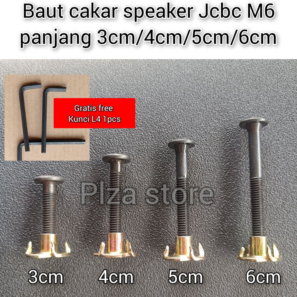 50.pcs Baut speaker M6 panjang 3cm/4cm/5cm/6cm hitam kunci L Baut spiker speaker M6x30 m6x40 m6x50 m