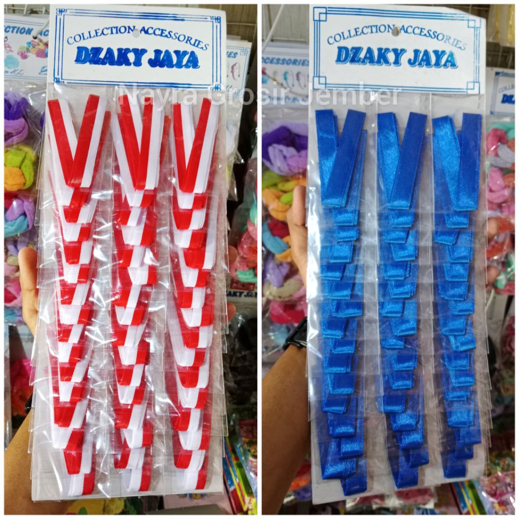 Pita Baju / Pita Kain Pita Biru , merah putih 1 Renteng isi 48 Pcs