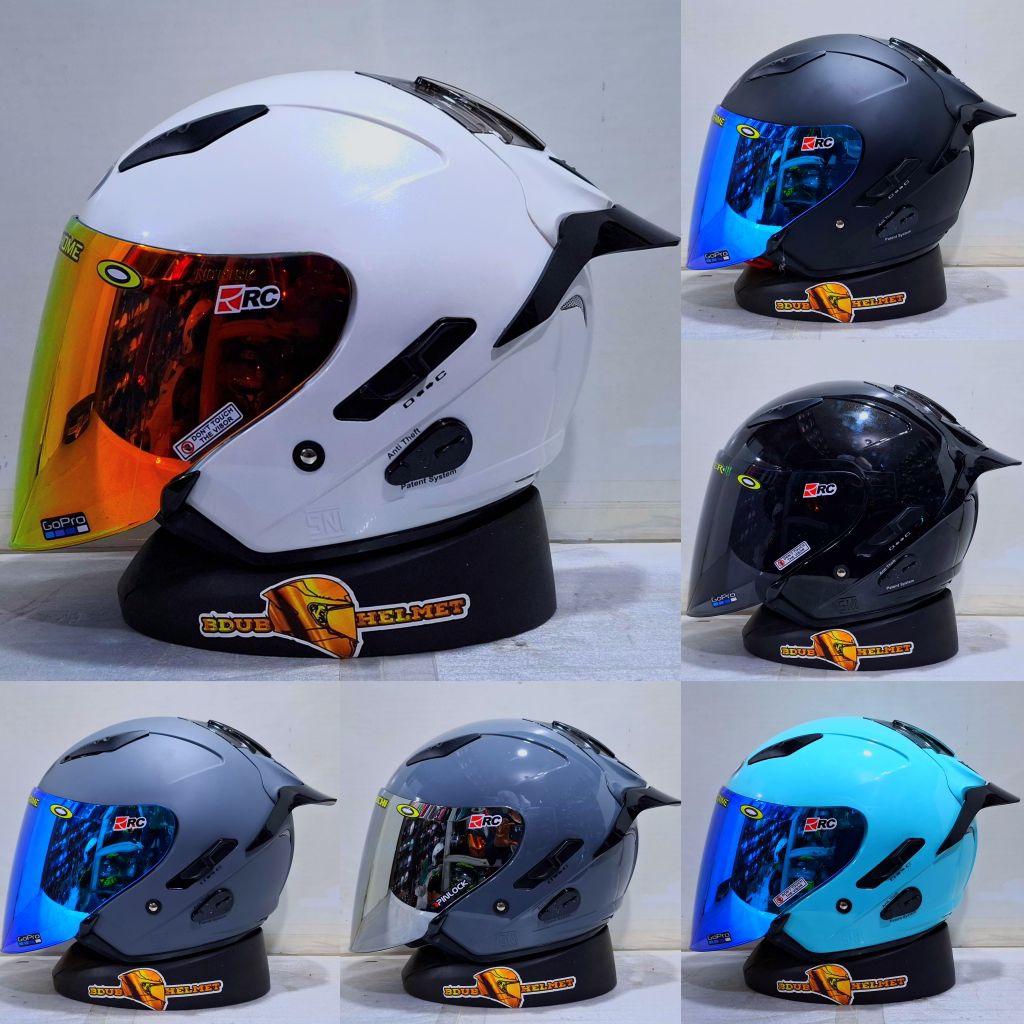 Helm kyt galaxy half face solid white paket ganteng