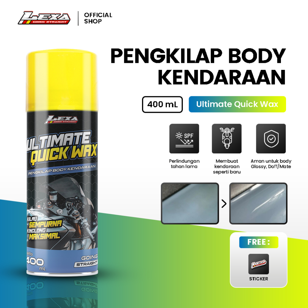 LEXA Ultimate Quick Wax - Pengkilap Body Motor Mobil Spray 400ml Cat Glossy dan Doff