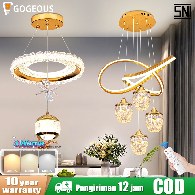 COD GOGEOUS Lampu Gantung Minimalis Kristal Lampu Hias Gantung Ruang Tamu Lampu Gantung Ruang Makan 