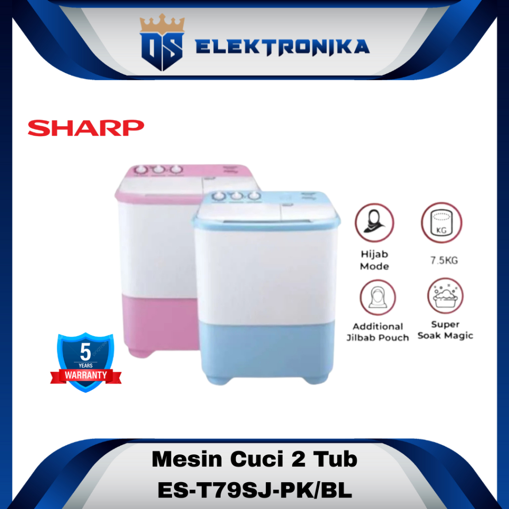 Sharp ES-T79SJ Mesin Cuci 2 Tabung Twin Tub EST 79SJ