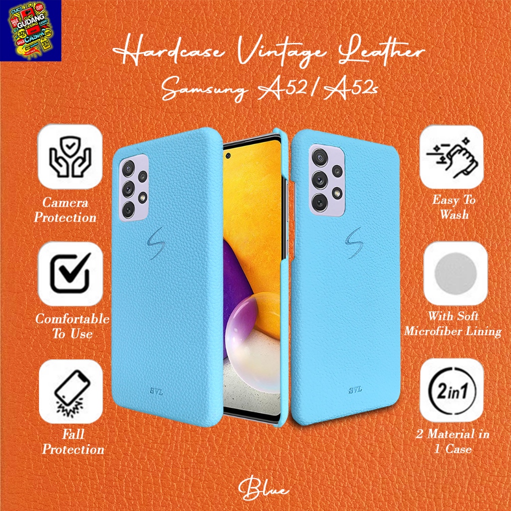 [CUCI GUDANG] Case Samsung A52 Hardcase SVL Vintage Leather Kulit Soft Microfiber