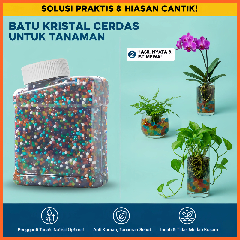 60000Pcs Hydrogel Media Tanam Hidrogel Bola Air Kristal Pengganti Tanah Tanaman Hias