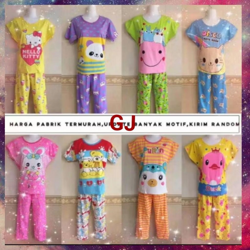 Baju tidur spandek celana panjang tangan pendek wanita baju korea setelan CP spandek korea banyak mo