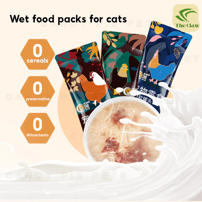 (The Claw) Logo Ayam Makanan Basah Makanan Kucing Basah Sup Daging Segar Snack Kucing Adult Kitten