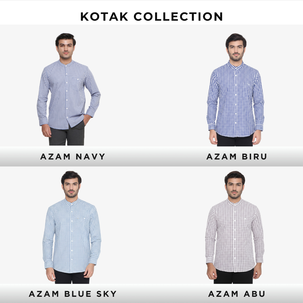 Vanfive Kemeja Koko Kotak Kotak Pria Lengan Panjang - Azzam