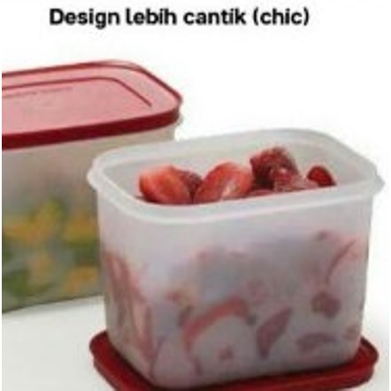 Tupperware Freezermate Frozy Cozy High 1.1L - Kotak Penyimpanan Makanan Plastik dengan Tutup Merah u