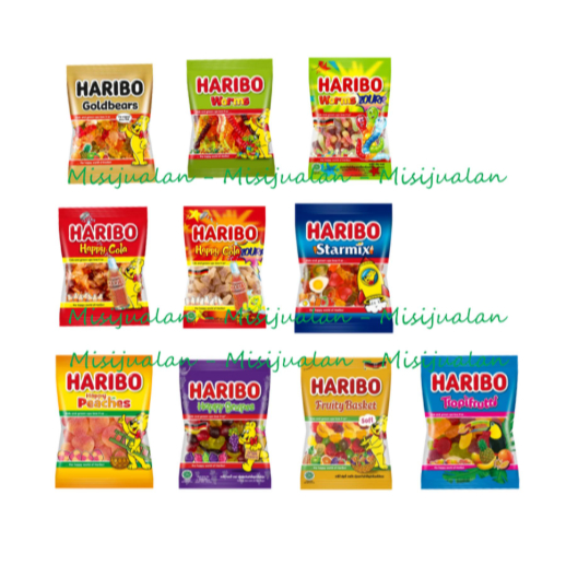 Haribo Gummy Candy Permen 160g Worms Zour Tropifrutti Starmix Peach Cola Gold Bear | HALAL |