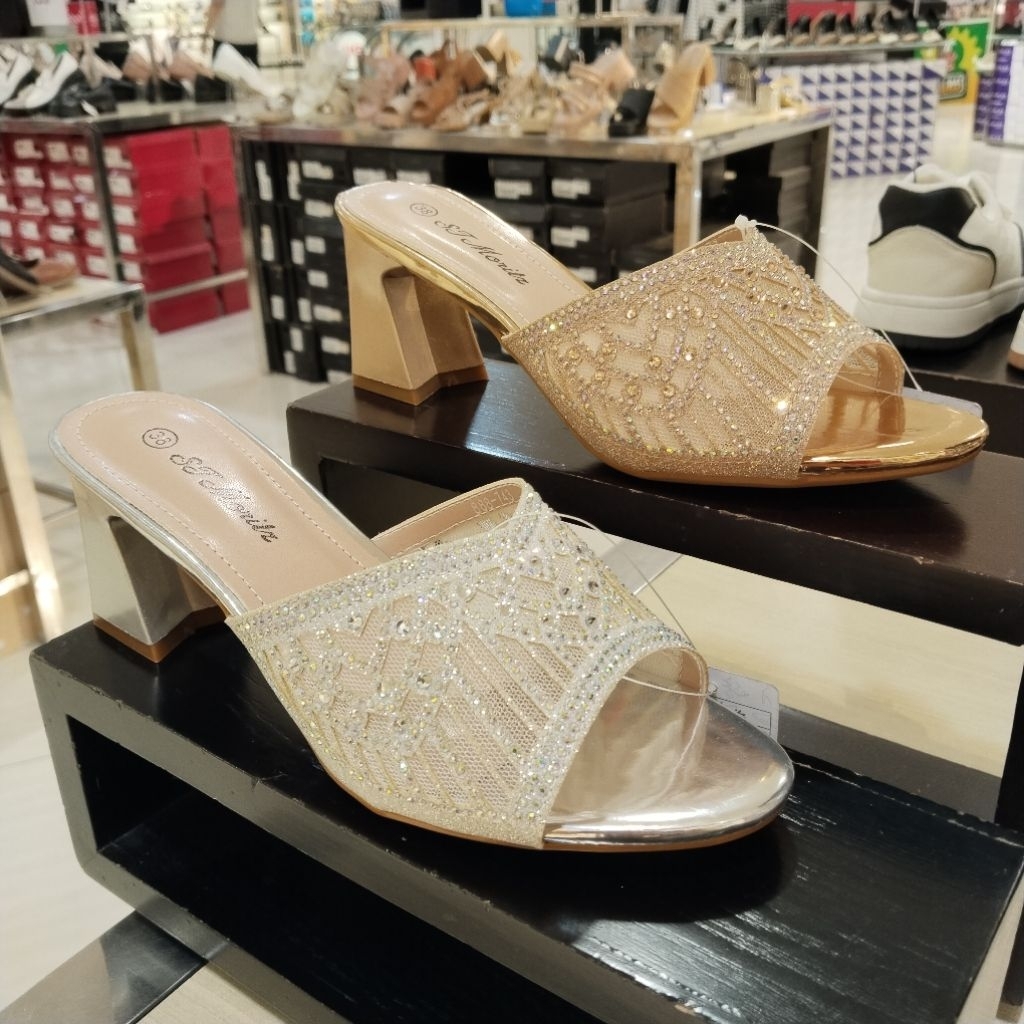 ST MORITZ‼️ sandal pesta wanita hak 7cm mewah blink blink
