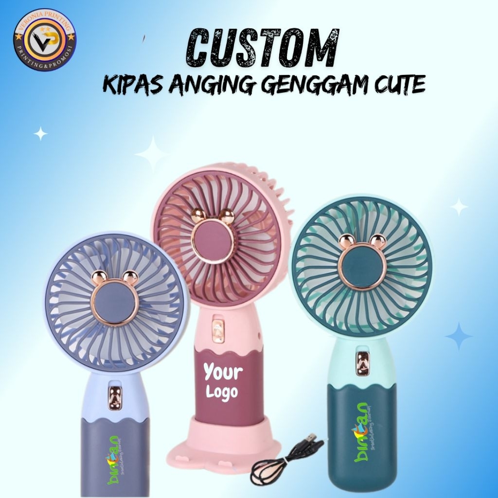 Kipas mini portable costum/ kipas mini custom/kipas promosi/kipas souvenir/kipas mini cute