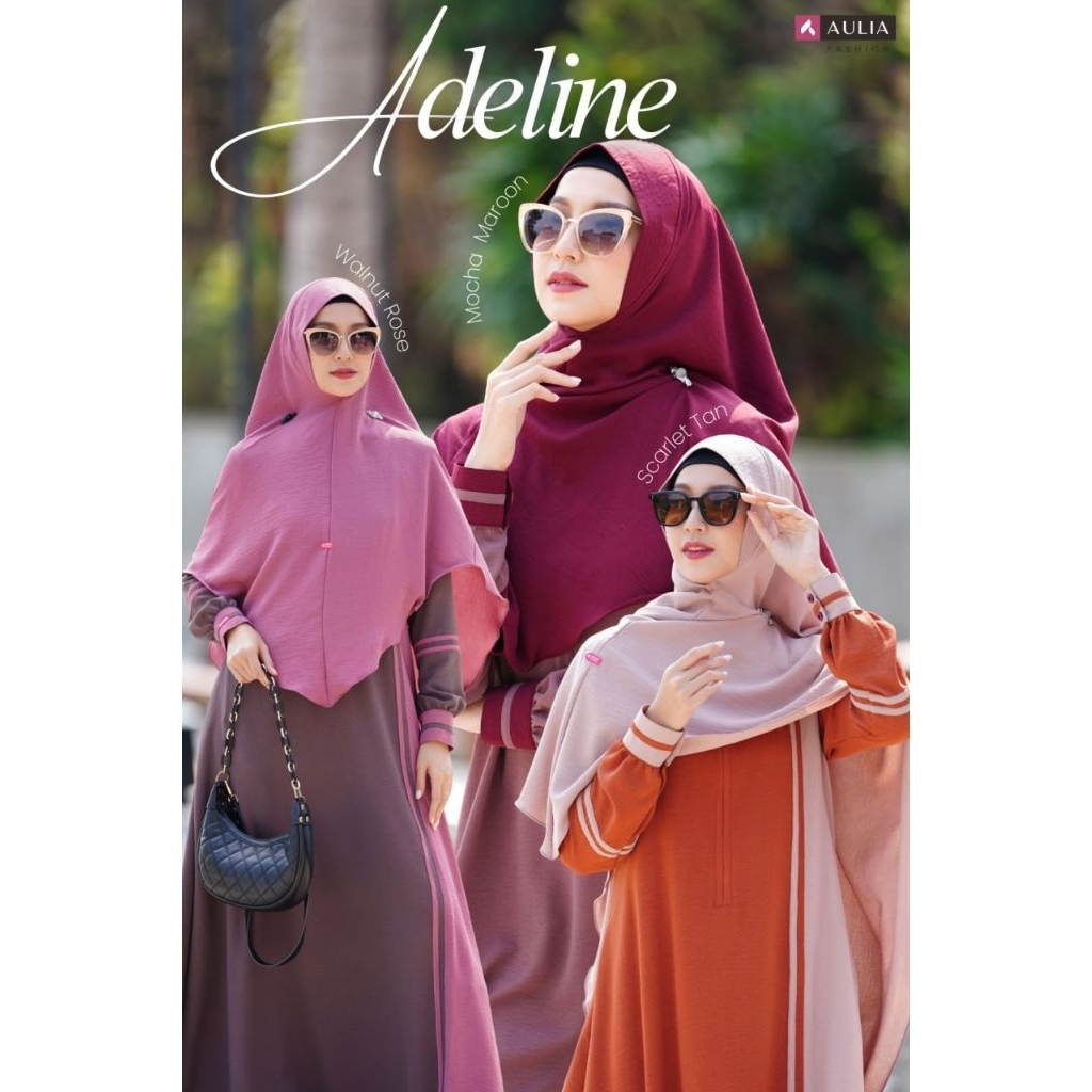 GAMIS SET KHIMAR BY AULIA // AULIA ADELINE WARNA SCARLET-TAN