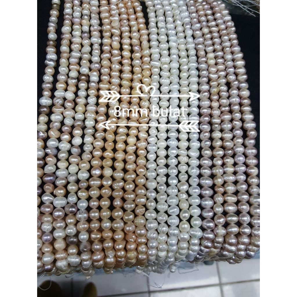 mutiara air tawar 8mm bulat