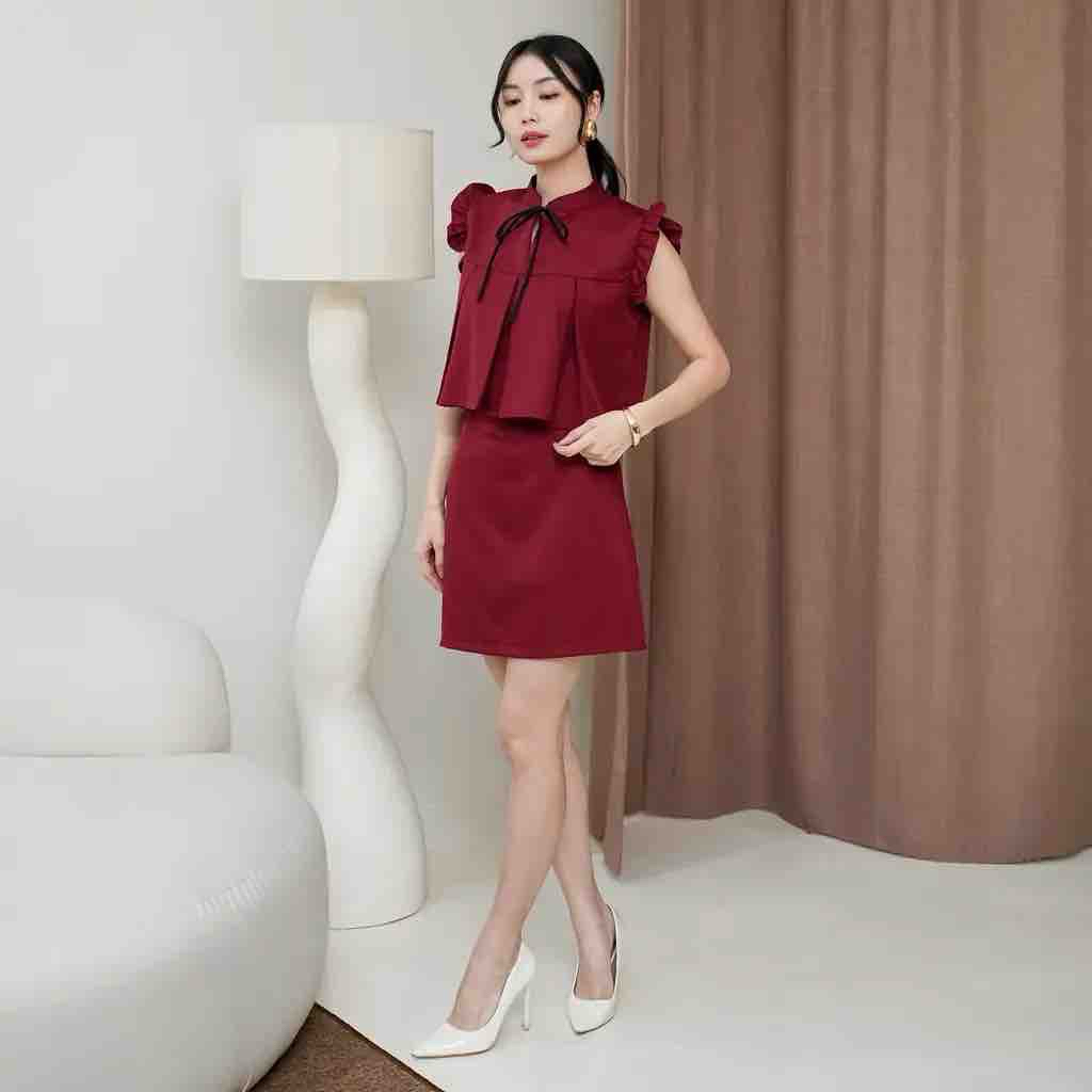 Seolmi set - setelan wanita korea baju natal christmas set one set korea cute set cny set baju imlek