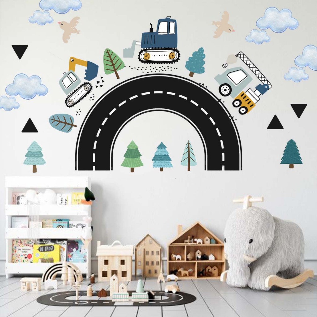 sticker dinding kamar anak laki laki mobil