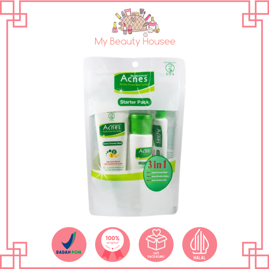 ACNES STARTER PACK - CREAMY WASH + POWDER LOTION + SEALING JELL - PAKET PERAWATAN WAJAH JERAWAT