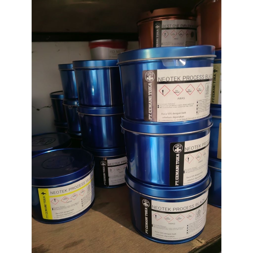 TINTA CETAK OFFSET NEOTEK CEMANI UKURAN 1KALENG WARNA HITAM BLACK ITEM UKURAN 1 KALENG TINTA CAT KUA