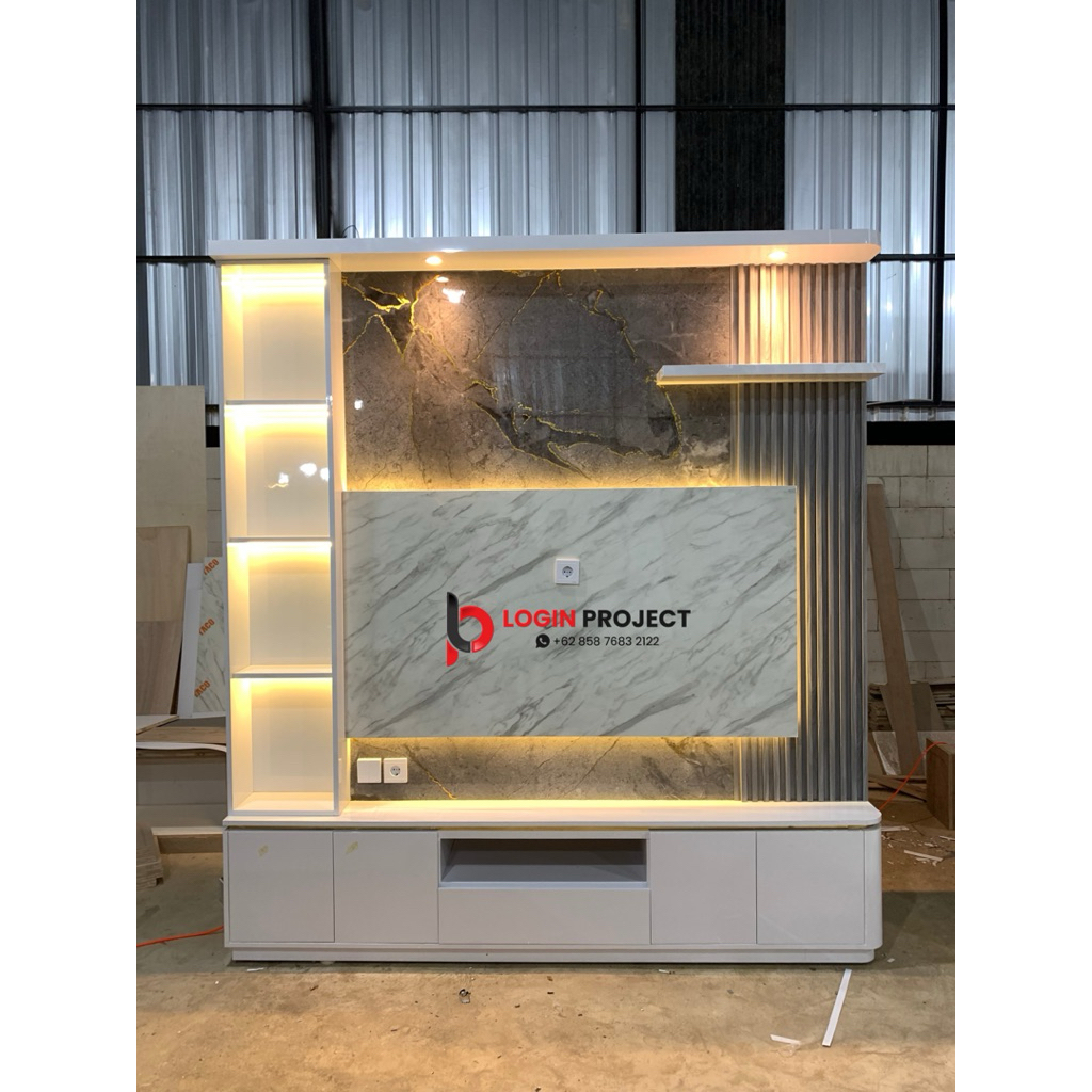 Partisi Ruangan - Backdrop TV + Sekat Ruangan - Pembatas Ruangan Bahan HPL - Free Custom / Request -