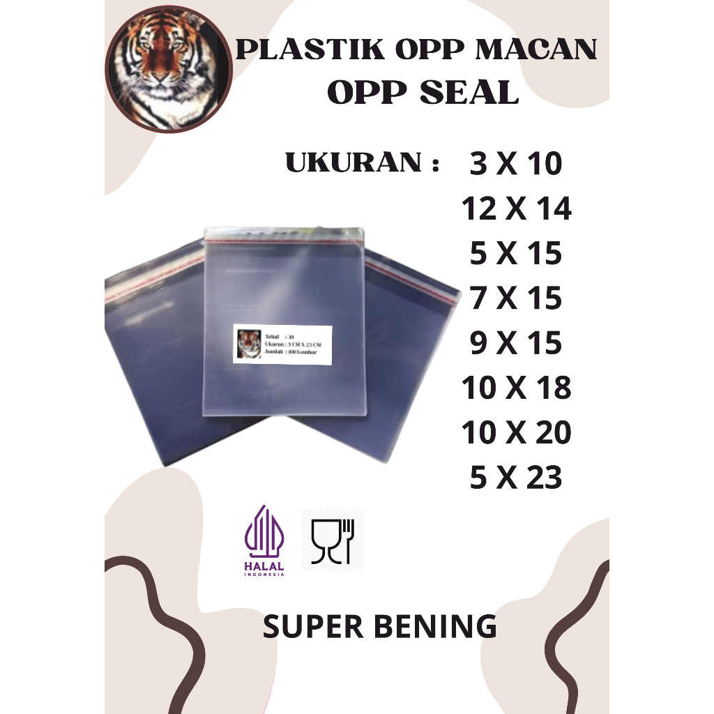 Plastik OPP MACAN Tebal 30 Micron Berbagai Ukuran