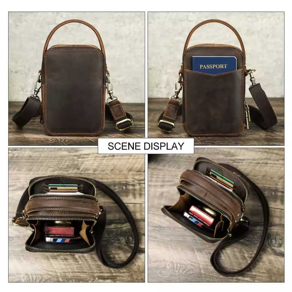 EVILLA LEATHER Tas Dada Pria Kulit Asli Garut Crazy Horse -Tas Tangan Kulit