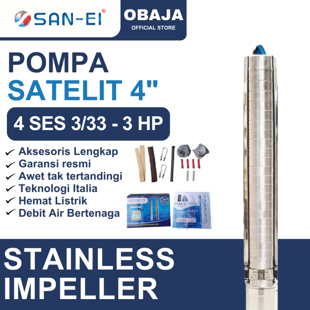 San Ei Pompa Satelit Stainless 4 Inch 3 HP - 3 Phase (3-33) / Pompa Satelit Stainless San Ei