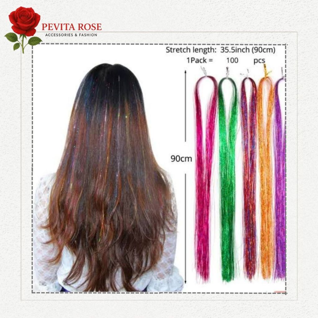 Pevita Rose Hair Extension Clip Colour Highlight Rambut Sambung Palsu 90 cm