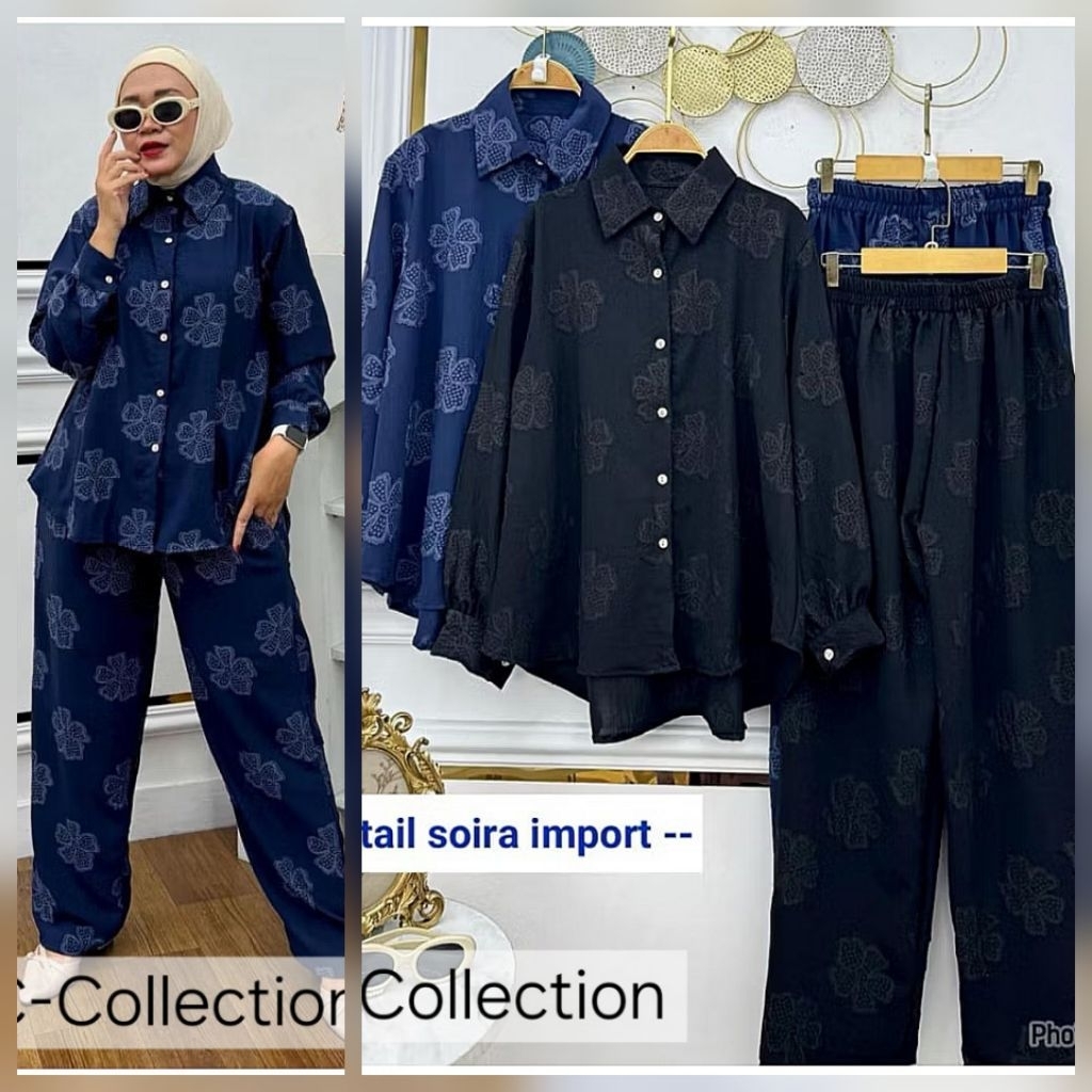 SOIRA SETELAN WANITA PREMIUM/SETELAN KEMEJA MODEL TERBARU
