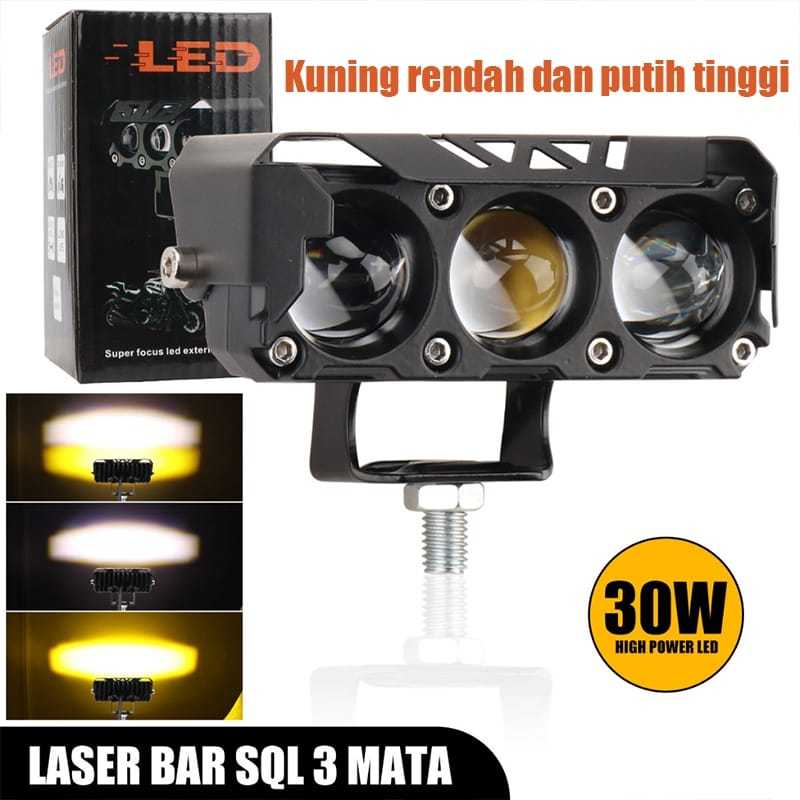 Lampu Tembak LED Laser/ Lampu Sorot Laser Q9 3 Mata 2 Warna