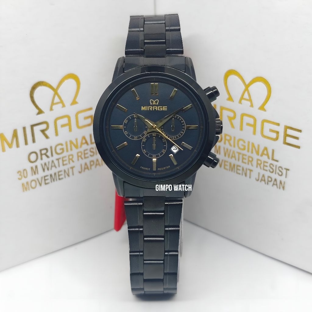 MIRAGE Jam Tangan Analog Wanita Original 8787BRP-L Full Hitam