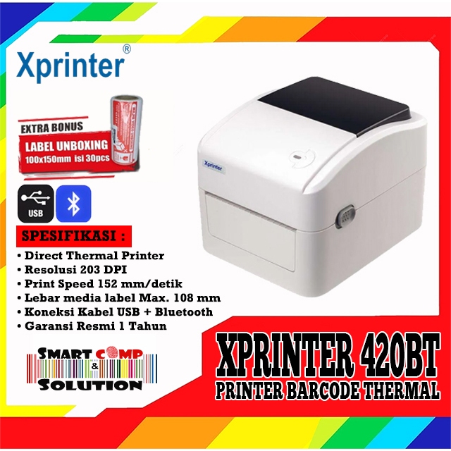 Printer Barcode Label Thermal USB Bluetooth - Xprinter 420BT / XP-420 / XP 420B / XP420B - Print Res