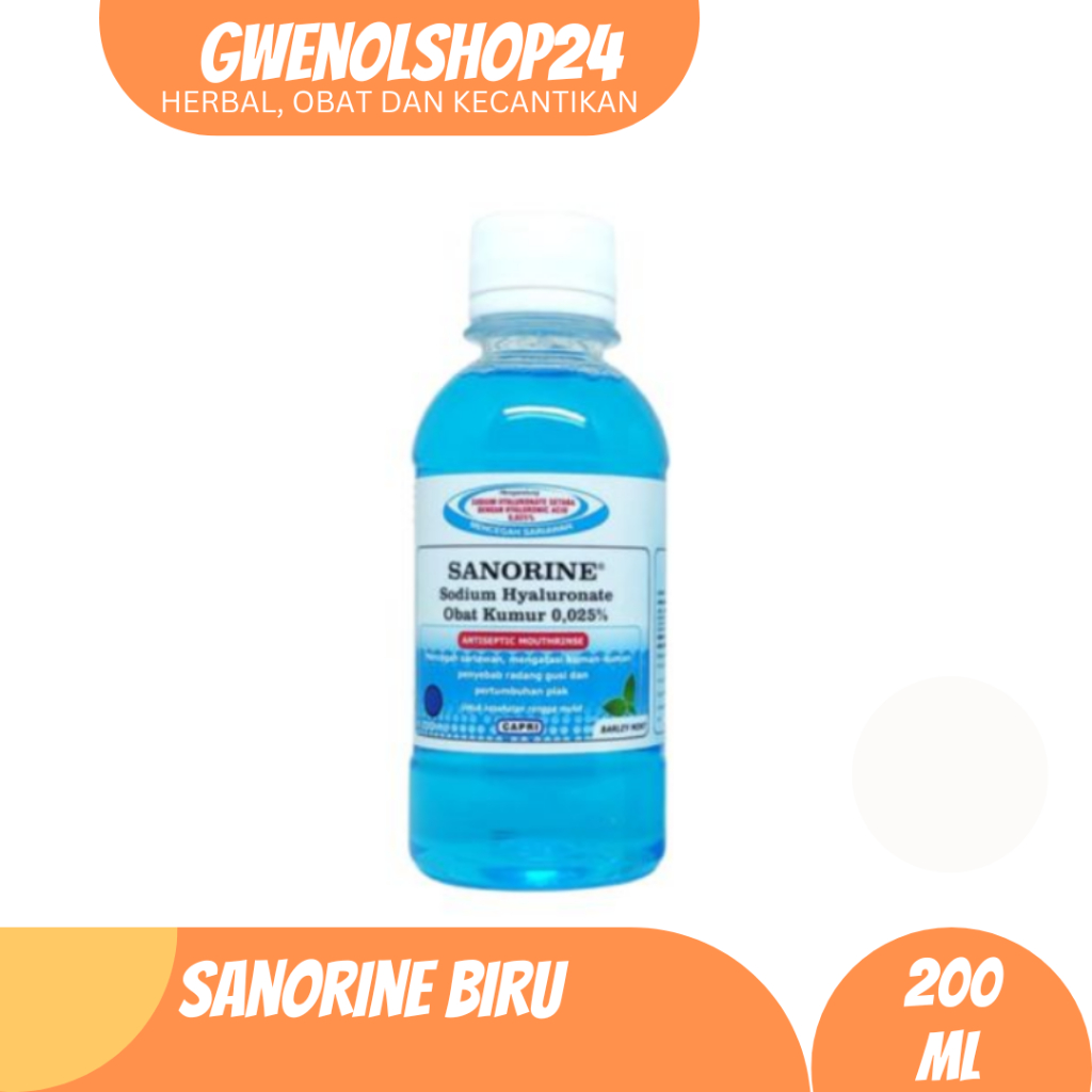 Sanorine Biru 0,025% 200 ml  Sanbe | Obat Kumur / Obat Sariawan / Antiseptic Mouthrinse