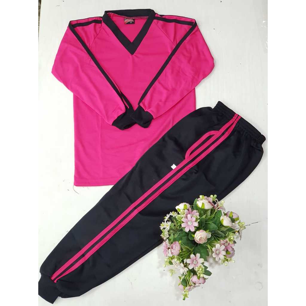 Baju Olahraga Anak SD Warna pink Hitam M-XXL