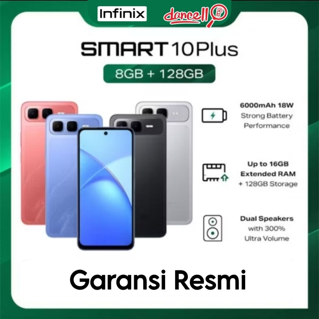 INFINIX SMART 10 PLUS 8/128 I| GARANSI RESMI - NFC -BATERAI 6000MAH