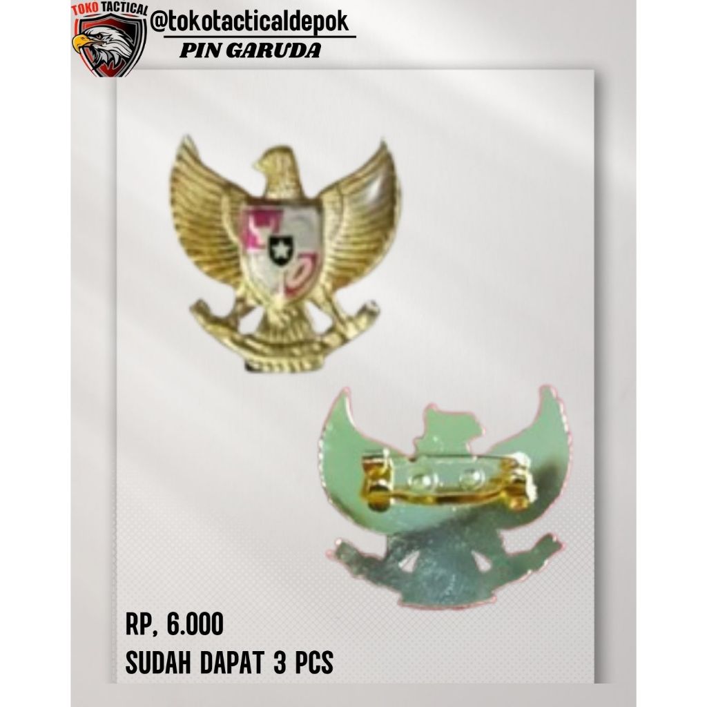Pin Garuda {3PCS} - Pin Peci Paskibraka - Pin Garuda Paskibra Kuningan Emas
