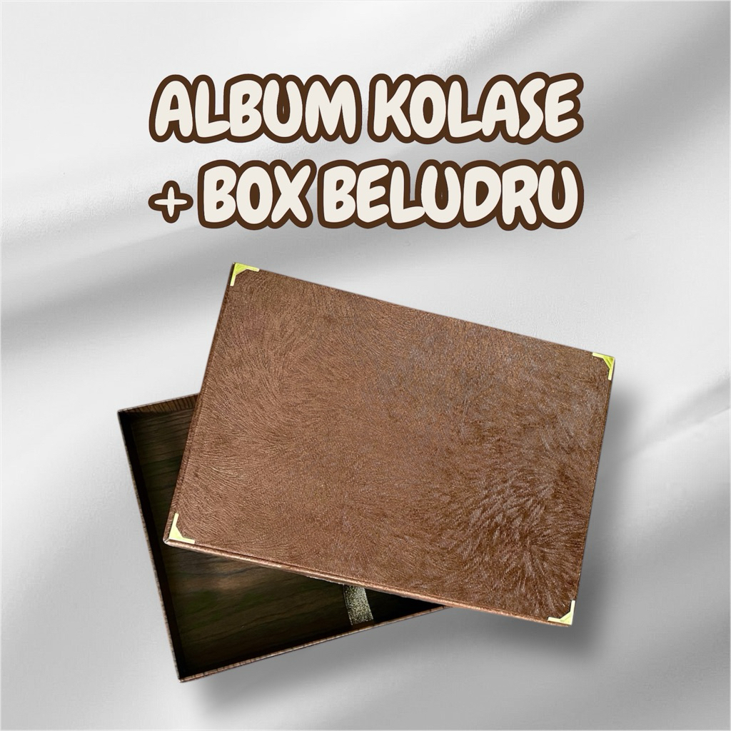 CETAK ALBUM FOTO KOLASE + BOX BELUDRU 20x30