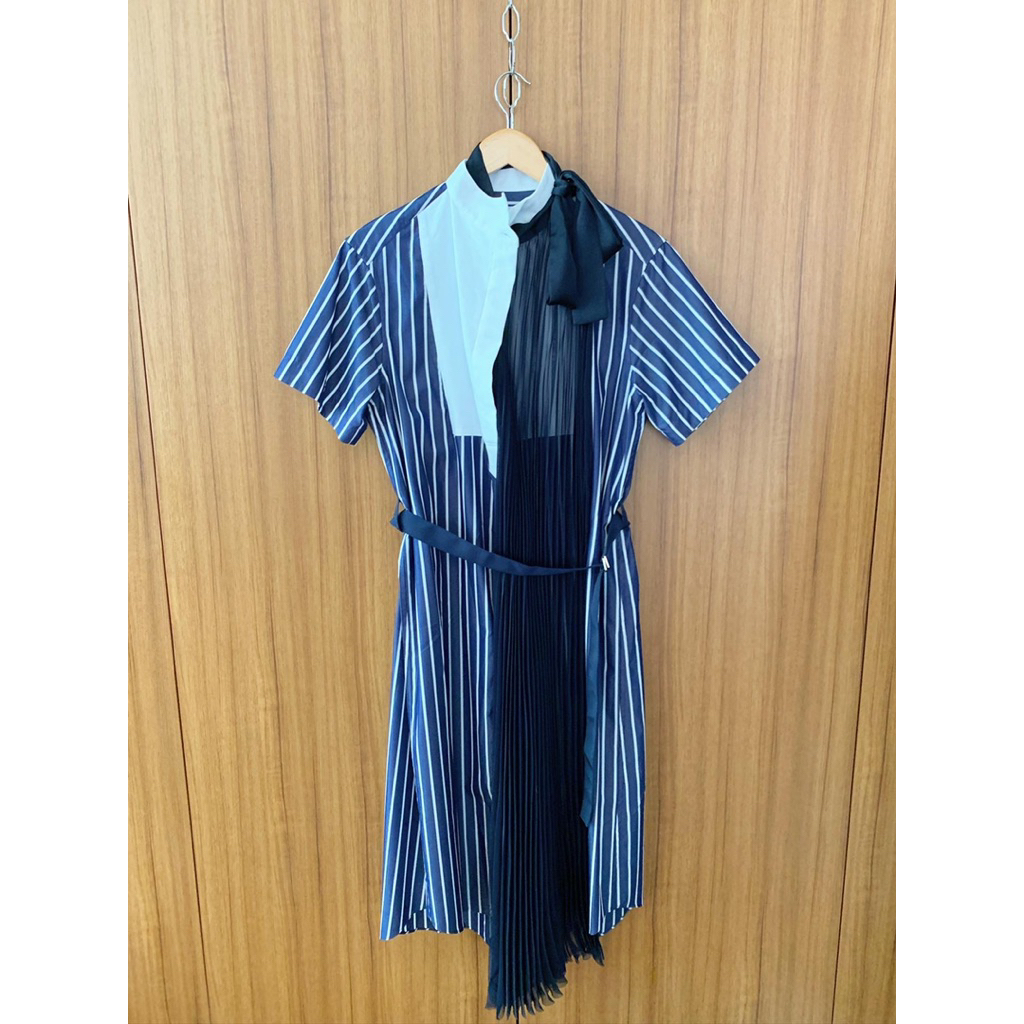 Private Eyes - Sacai Blue Striped Shirt Dress