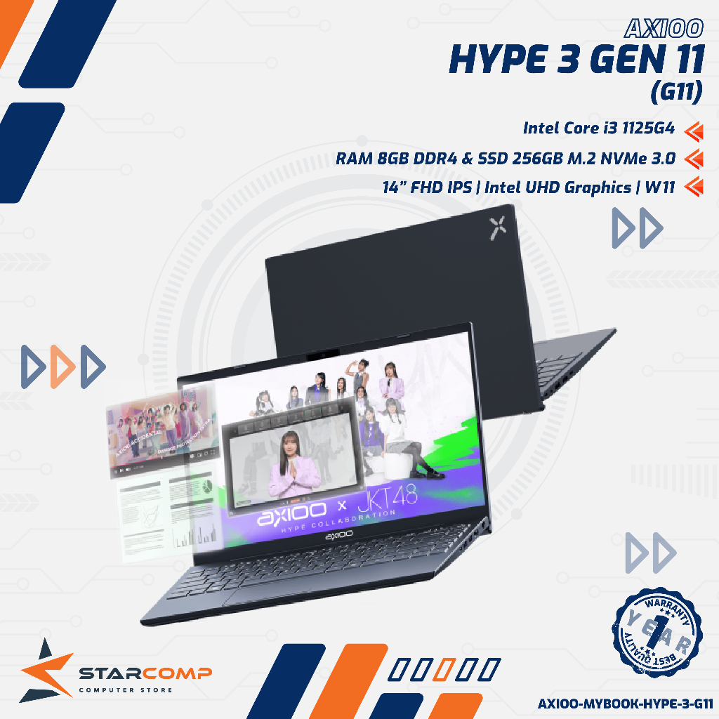 Axioo Hype 3 G11 Intel Core i3 1125G4 8GB 256GB 14" FHD IPS W11