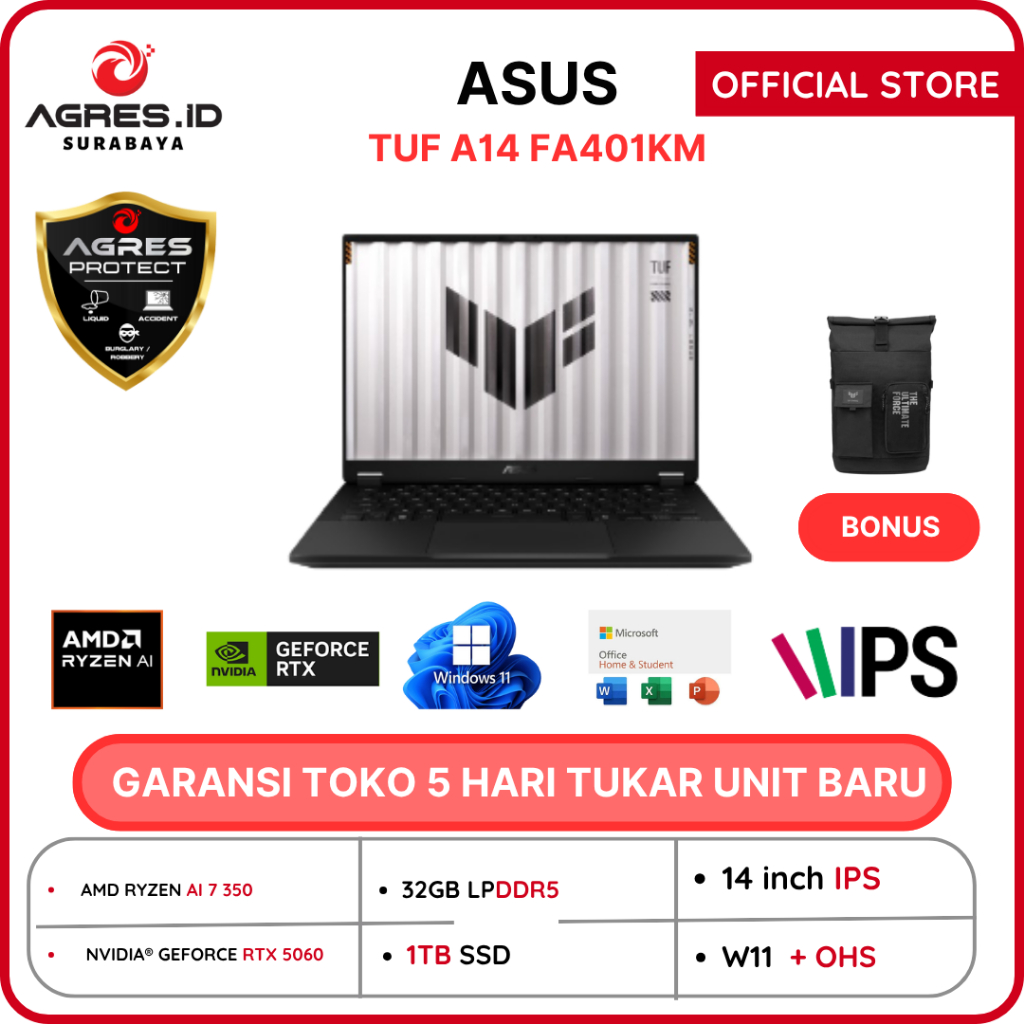 ASUS TUF A14 FA401KM RYZEN AI 7 350 RTX5060 8GB/ 32GB 1TB Windows11+OHS+M365B 14.0 WQXGA 165HZ 100SR