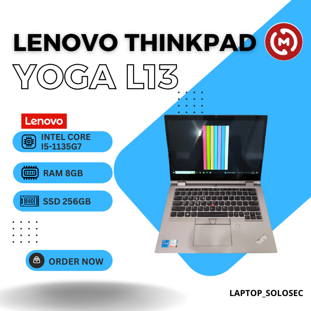 Laptop Second Lenovo Thinkpad Yoga L13 Intel Core i5-1135G7 RAM 8GB SSD 256GB - Garansi 1 Bulan