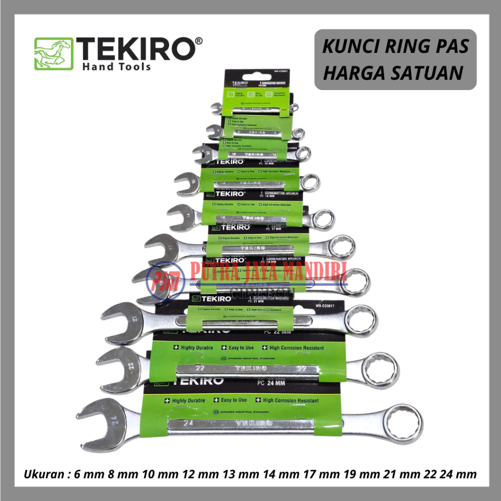 Tekiro Kunci Ring Pas 6 7 8 10 12 13 14 17 19 21 22 24 mm Combination Wrench Kunci Kombinasi 100 % O