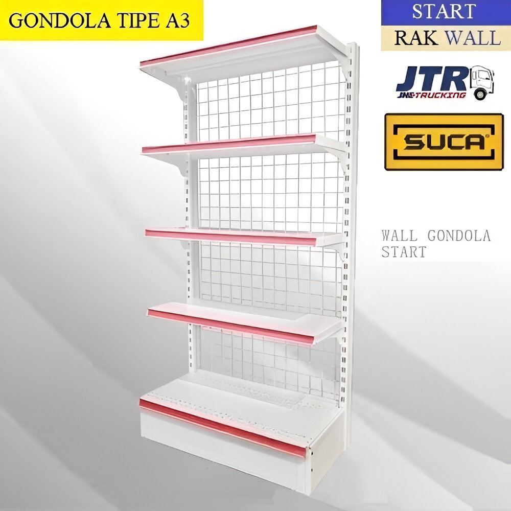 Rak Minimarket Wall Gondola A3 T. 180cm 5 Hambalan