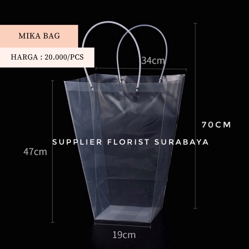[MIKA BAG TRANSPARAN] MIKA BAG EXTRA LARGE 34 X 17 X 47CM PAPER BAG BUKET BUNGA PLASTIK TOTEBAG TRAN