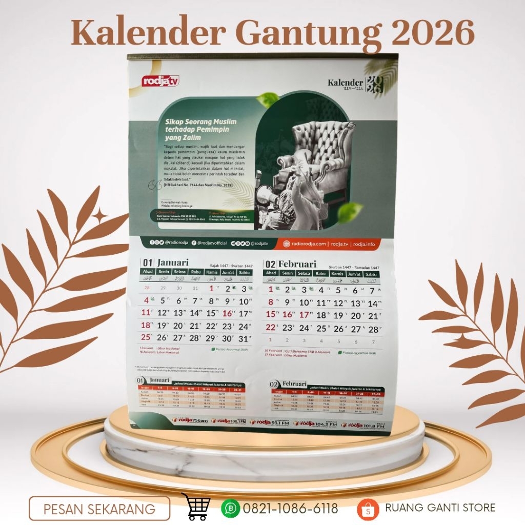 Kalender Dinding dan kalender meja  2026 (Rodja)