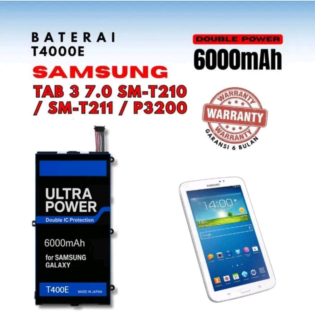 Baterai  Ultra Power T400E compatible Samsung Galaxy Tab 3 7.0 SM-T210 / SM-T211 / P3200 Double IC 6