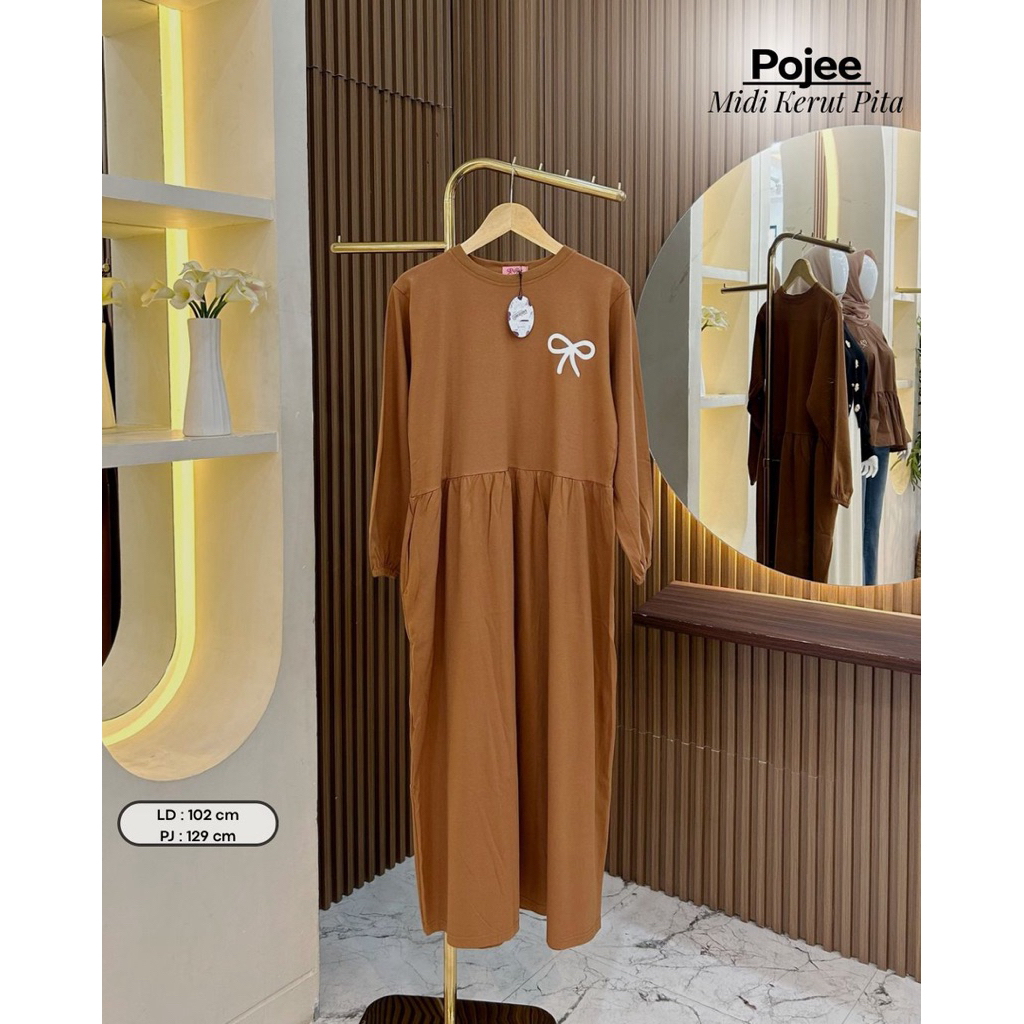 Midi Dress Wanita Katun Kombed Midi Dress Wanita Pojee